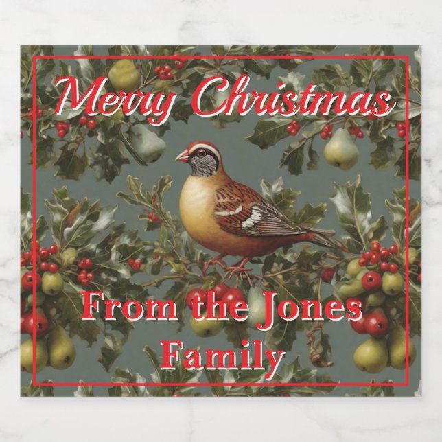 Partridge in a pear tree personalise  sparkling wine label (Single Label)