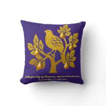 Partridge In A Pear Tree Purple Gold Christmas