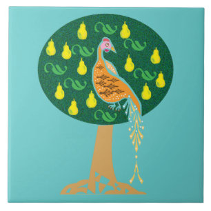 Partridge in a pear tree tile