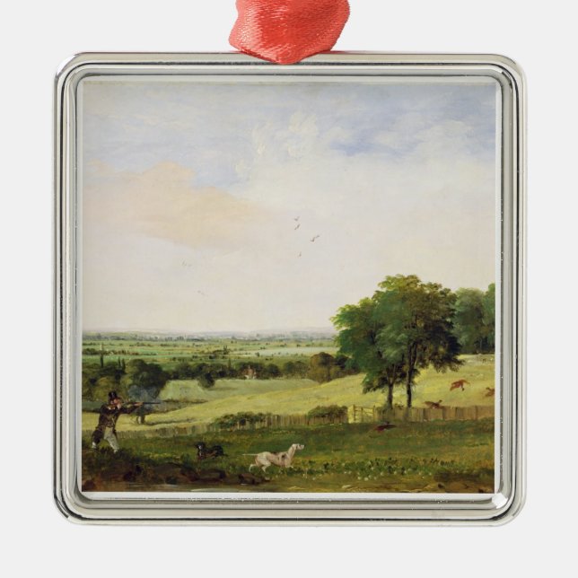 Partridge Shooting (oil on millboard) Metal Tree Decoration (Front)