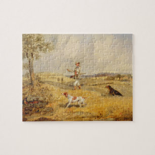 Partridge Shooting (oil on panel) Jigsaw Puzzle