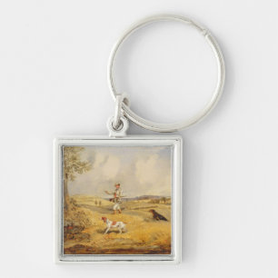 Partridge Shooting (oil on panel) Key Ring