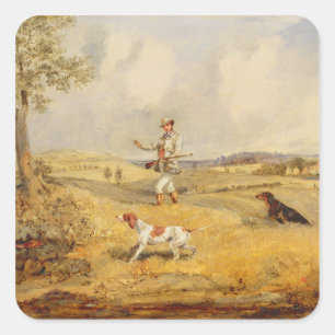 Partridge Shooting (oil on panel) Square Sticker