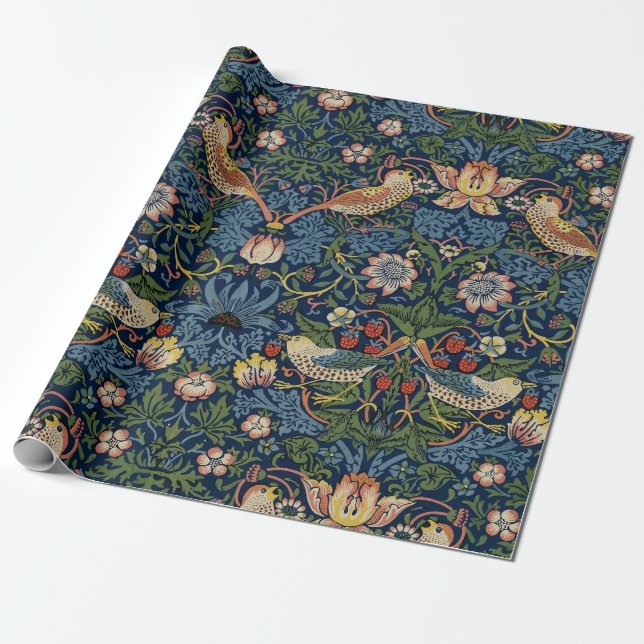 Partridges in a Floral Tree  Wrapping Paper (Unrolled)