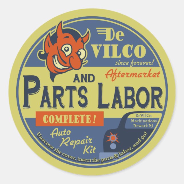 Parts & labour classic round sticker (Front)