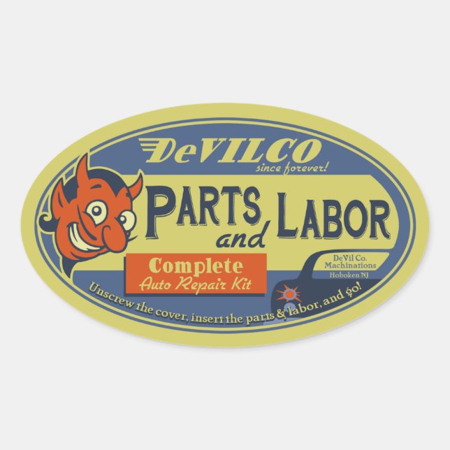 Parts & Labour Oval Sticker (Front)