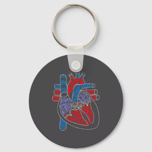 Parts Of Heart Anatomical Heart Gift For Cardiolog Key Ring