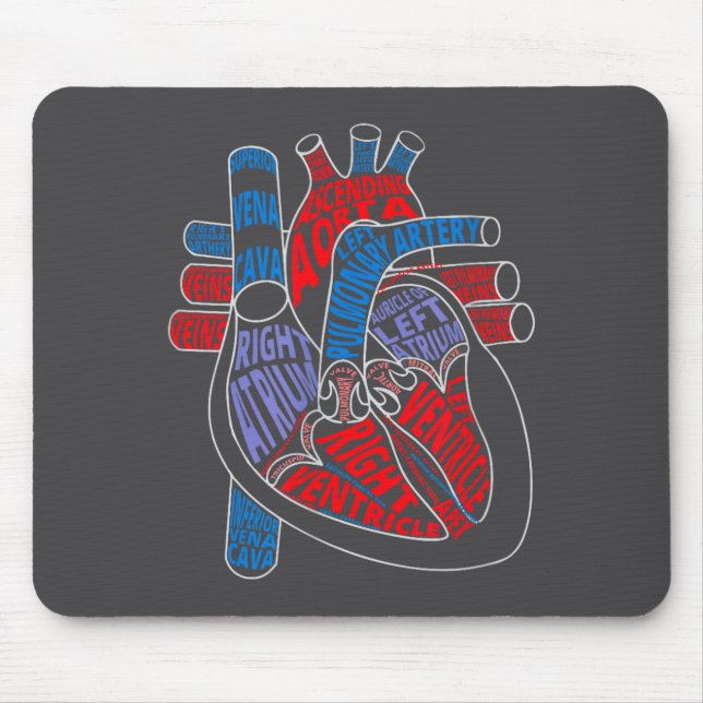 Parts Of Heart Anatomical Heart Gift For Cardiolog Mouse Mat (Front)