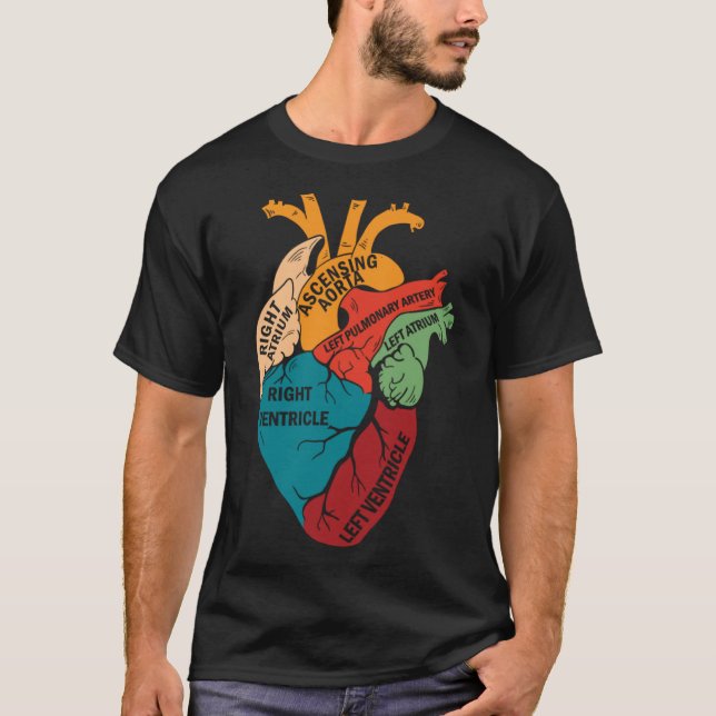 Parts Of Heart Cardiology Men Women Anatomical Car T-Shirt (Front)