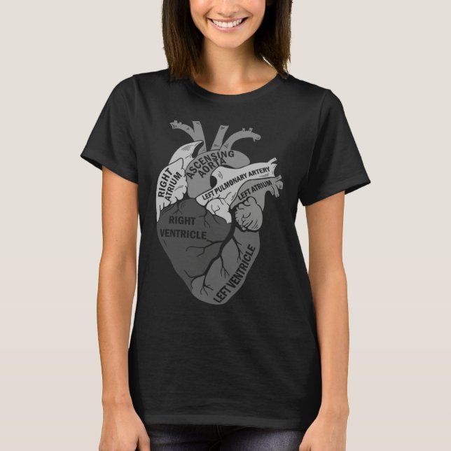 Parts Of Heart Cardiology Men Women Anatomical Car T-Shirt (Front)
