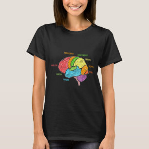 Parts of The Brain Anatomy Colourful Diagram T-Shirt