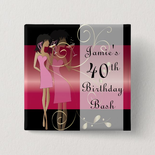 Party 00th Birthday Girl | DIY Text 15 Cm Square Badge (Front)