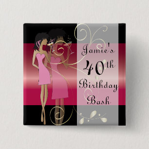 Party 00th Birthday Girl   DIY Text 15 Cm Square Badge