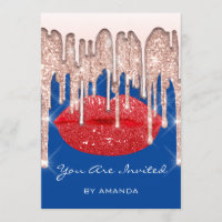 Party 16th Red Kiss Lips Rose Glitter Blue