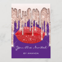 Party 16th Red Kiss Lips Rose Glitter Purple