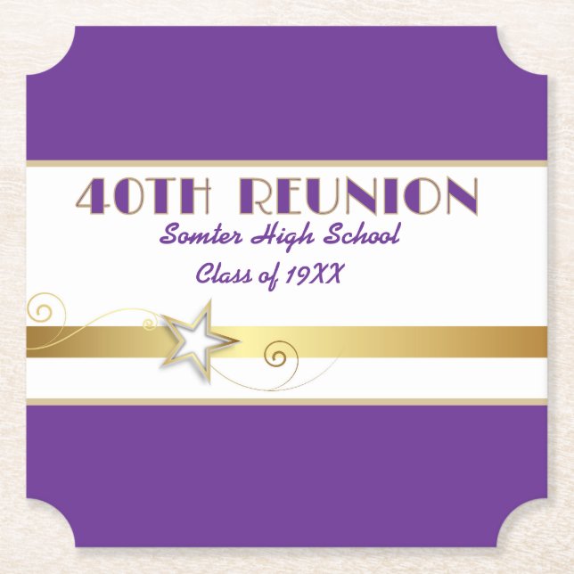 Party! 40th Class Reunion custom  Paper Coaster (Front)