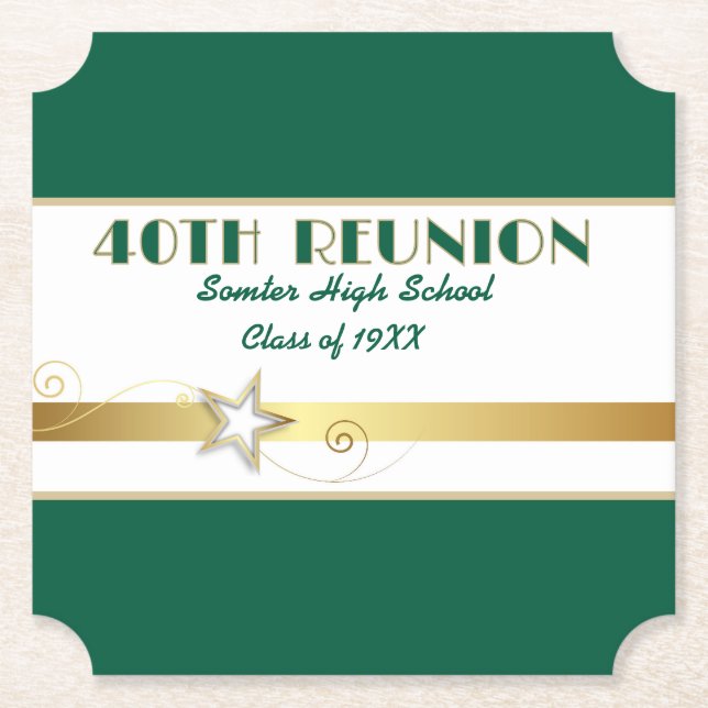 Party! 40th Class Reunion custom  Paper Coaster (Front)
