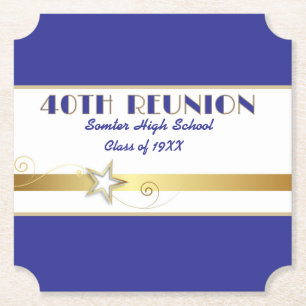 Party! 40th Class Reunion custom Paper Coaster