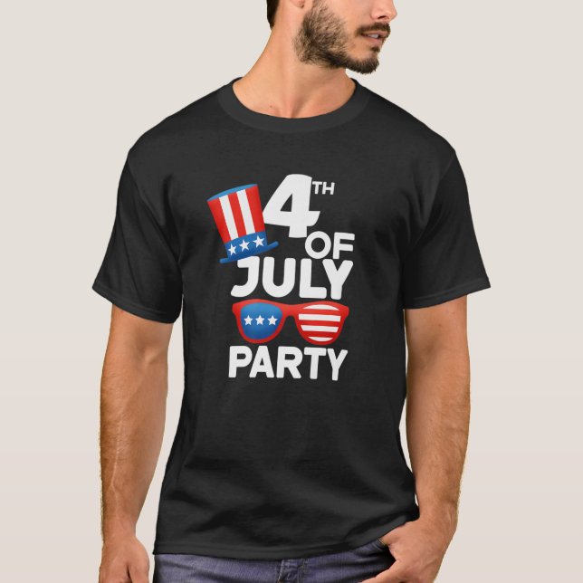 Party 4Th Of July America Hat Sunglasses Kids Boys T-Shirt (Front)