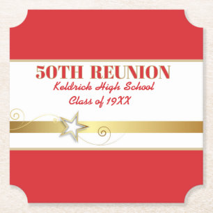 Party! 50th Class Reunion custom Paper Coaster