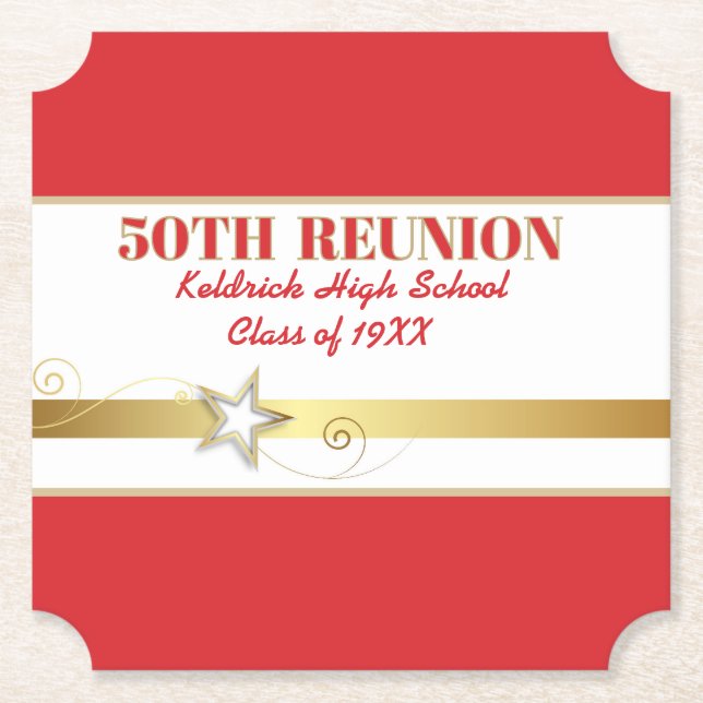 Party! 50th Class Reunion custom  Paper Coaster (Front)