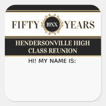 Party! 50th Reunion Celebration Name tag sticker