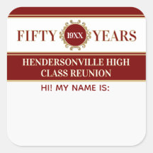 Party! 50th Reunion Celebration Name tag sticker