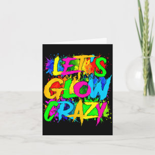 Party 80s group team lets crazy retro colourful card