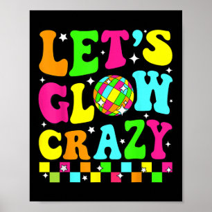 Party 80s Group Team Lets Crazy Retro Colourful Qu Poster