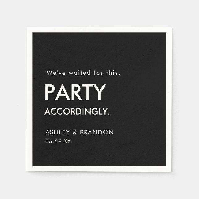 Party Accordingly Funny Wedding Bar Napkin (Front)