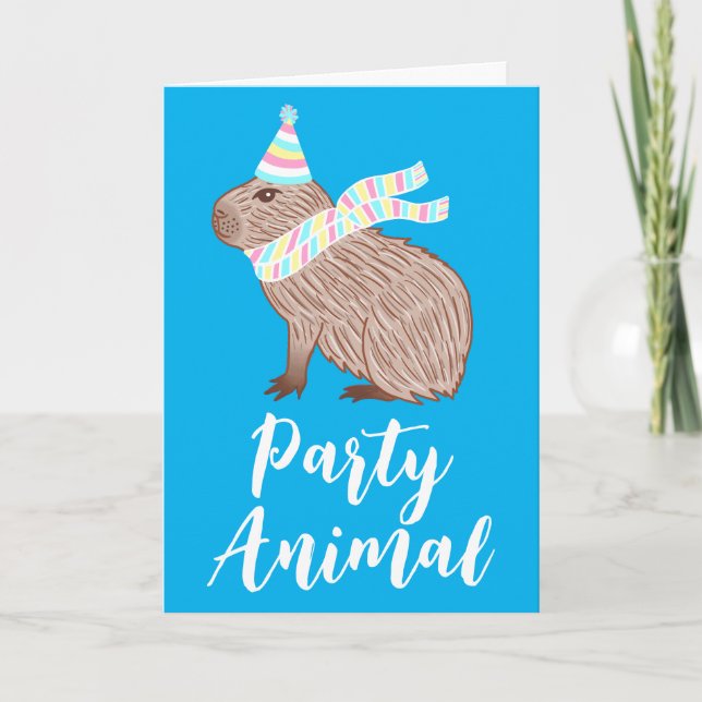 Party Animal Capybara Funny Birthday Greeting Card (Front)