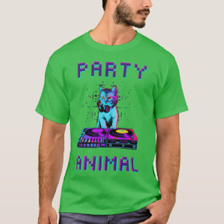 Party Animal Cat DJ retro T-Shirt