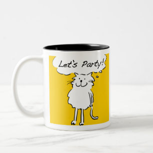 Party Animal. Cat Wants to Party Two-Tone Coffee Mug