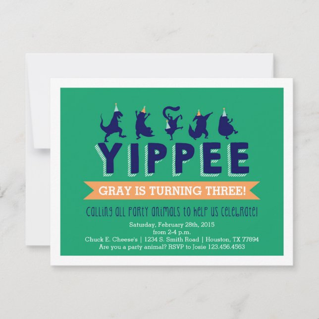 Party Animal Children's Birthday Invitation (Front)