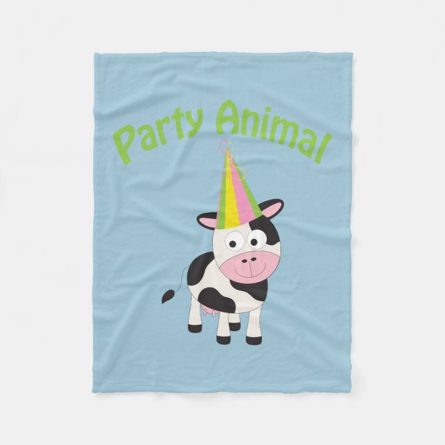 Party animal! Cow Fleece Blanket (Front)