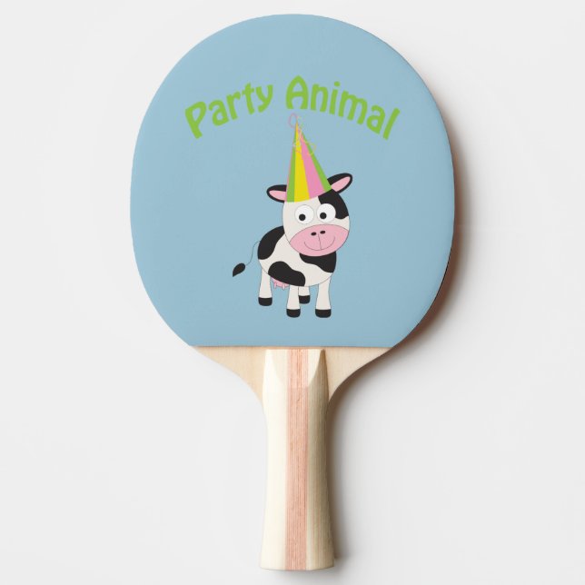 Party animal! Cow Ping Pong Paddle (Front)