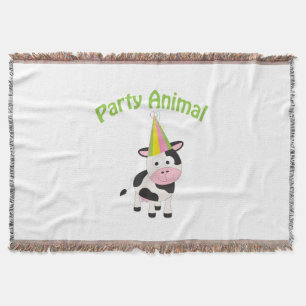 Party Animal cow Throw Blanket