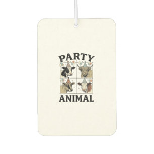 Party Animal Cow Vintage Engraving T-Shirt Design_ Car Air Freshener