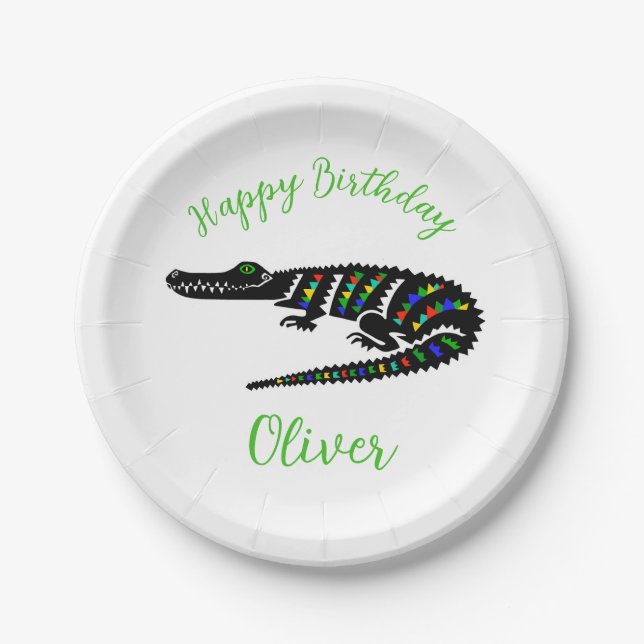 Party animal! CROCODILE - Happy birthday - Party Paper Plate (Front)