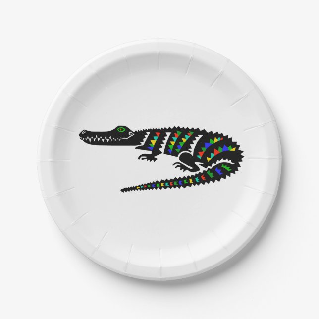 Party animal! CROCODILE -Wildlife - Nature - Party Paper Plate (Front)