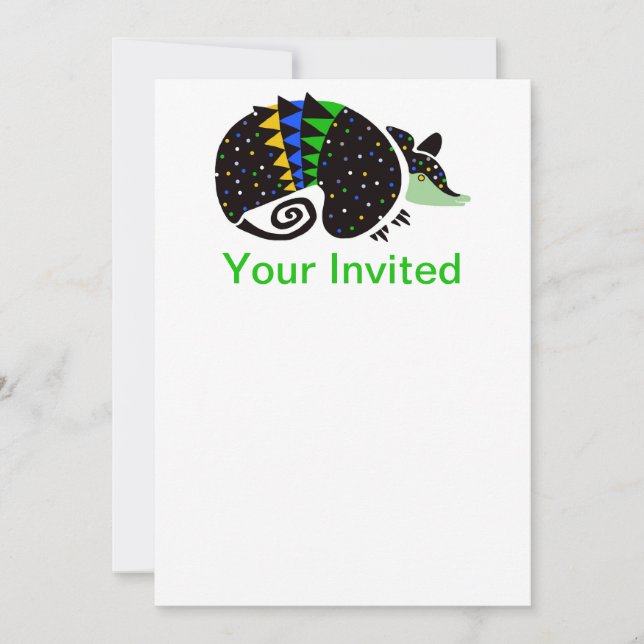 Party animal -Cute Armadillo -wildlife Invitation (Front)