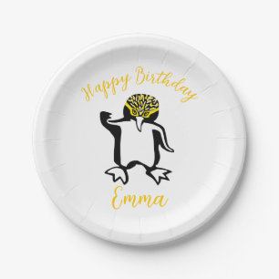 Party animal -Cute  PENGUIN - Happy Birthday - Paper Plate