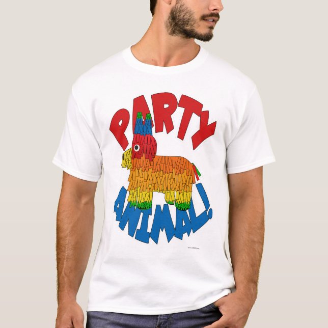 Party Animal Fun Pinata Cartoon Slogan T-Shirt (Front)
