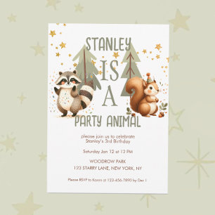 Party Animal Fun Woodland Birthday Invitation