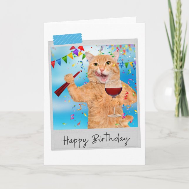 Party Animal Ginger Cat Funny Birthday Card (Front)
