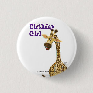 Party Animal Giraffe 3 Cm Round Badge