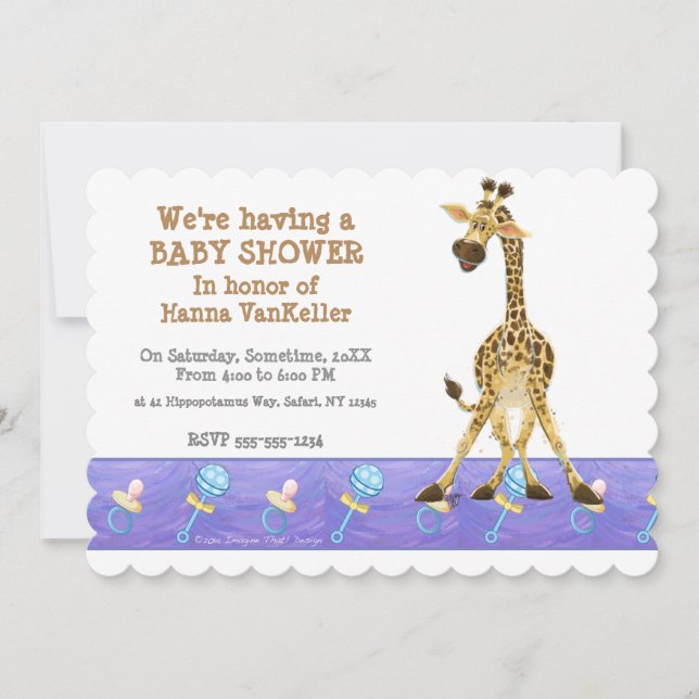 Party Animal Giraffe Invitation (Front)