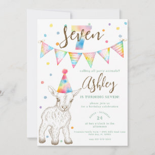 Party Animal Goat 7th Birthday Invite for Kids