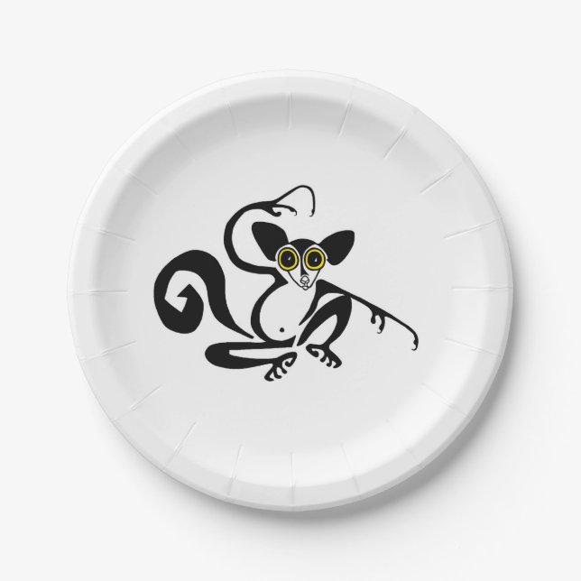Party animal - Hand drawn AYE-AYE - Animal lover - Paper Plate (Front)