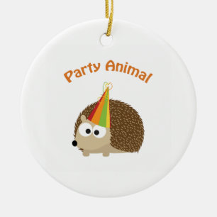 Party Animal! Hedgehog Ceramic Tree Decoration